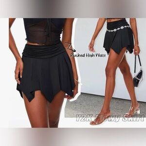 Saucy Asymmetrical Black High Waist Skirt